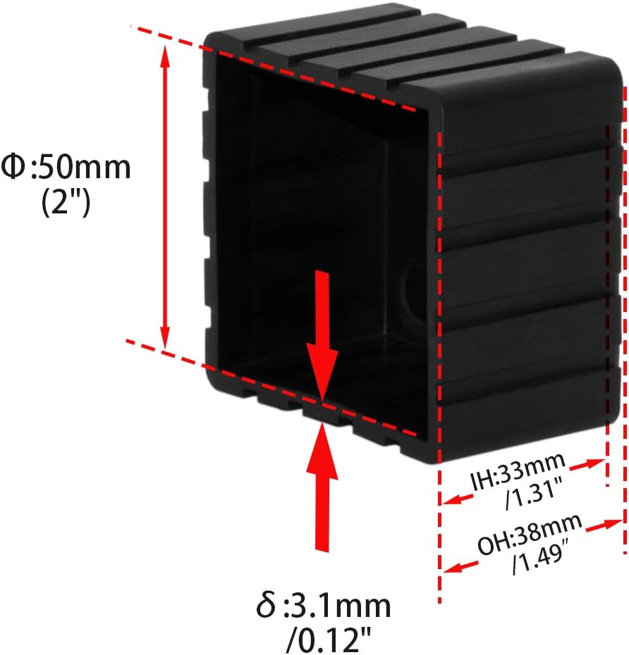 Flyshop Anti-Skid Non-Marking Synthetic Rubber Patio Chair Table Leg Caps Square Furniture Covers