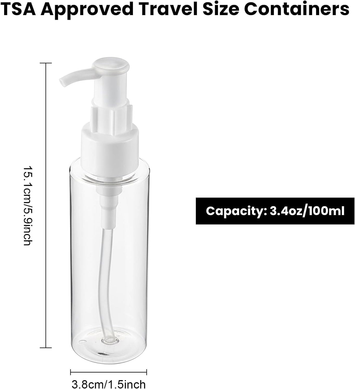 7 Pack 3.4 Oz/100ml Travel Pump Bottle TSA Approved Empty Plastic Pump Bottles Dispenser Portable
