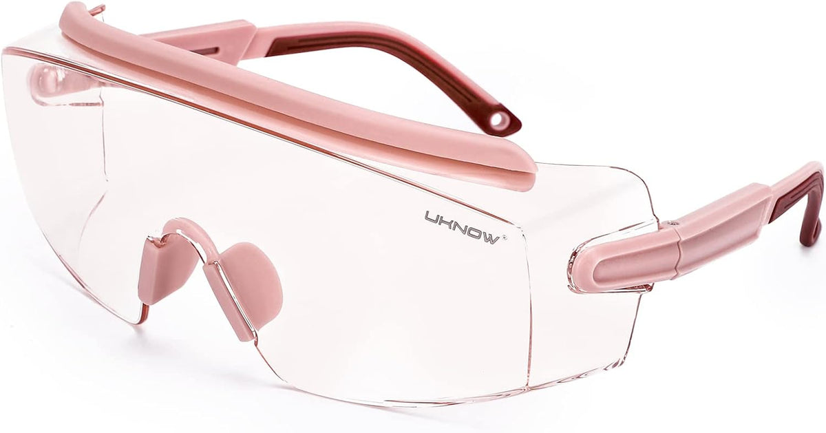 UKNOW Safety Goggles Over Glasses, Safety Glasses Anti Fog Wraparound Eye Protection, Protective