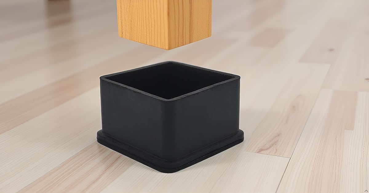 Flyshop Heavy Duty Non-Slip Rubber Leg Tips Floor Protectors Square Chair Leg Caps 50 x 50 mm, 2" x