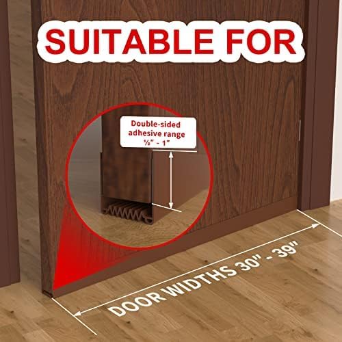 Door Draft Stopper, 39” Length Cuttable Weather Stripping Door Seal, Strong Adhesive Door Sweep for