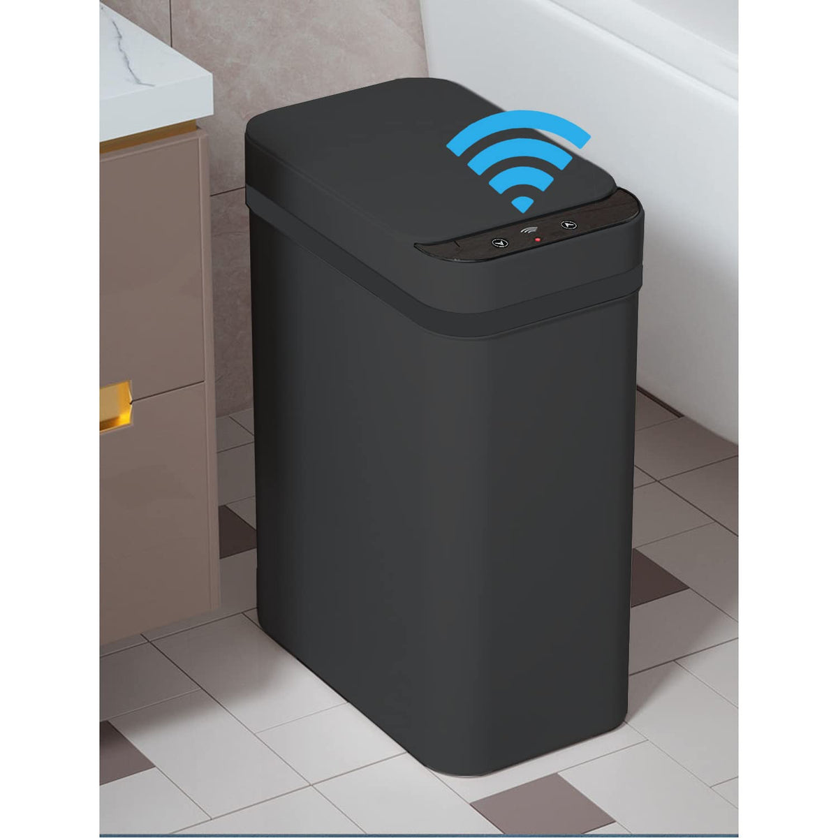 Yatmung Touchless Bathroom Trash Can - 2.5 Gallon Smart Trash Can Sensor Motion - Skinny Trash Bin