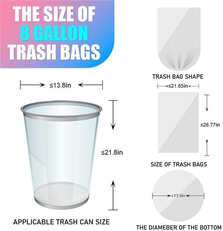 300 Count 8 Gallon Trash Bags - Heavy Duty Medium Garbage Bags 30 Liter Unscented 0.94 Mil Thick &