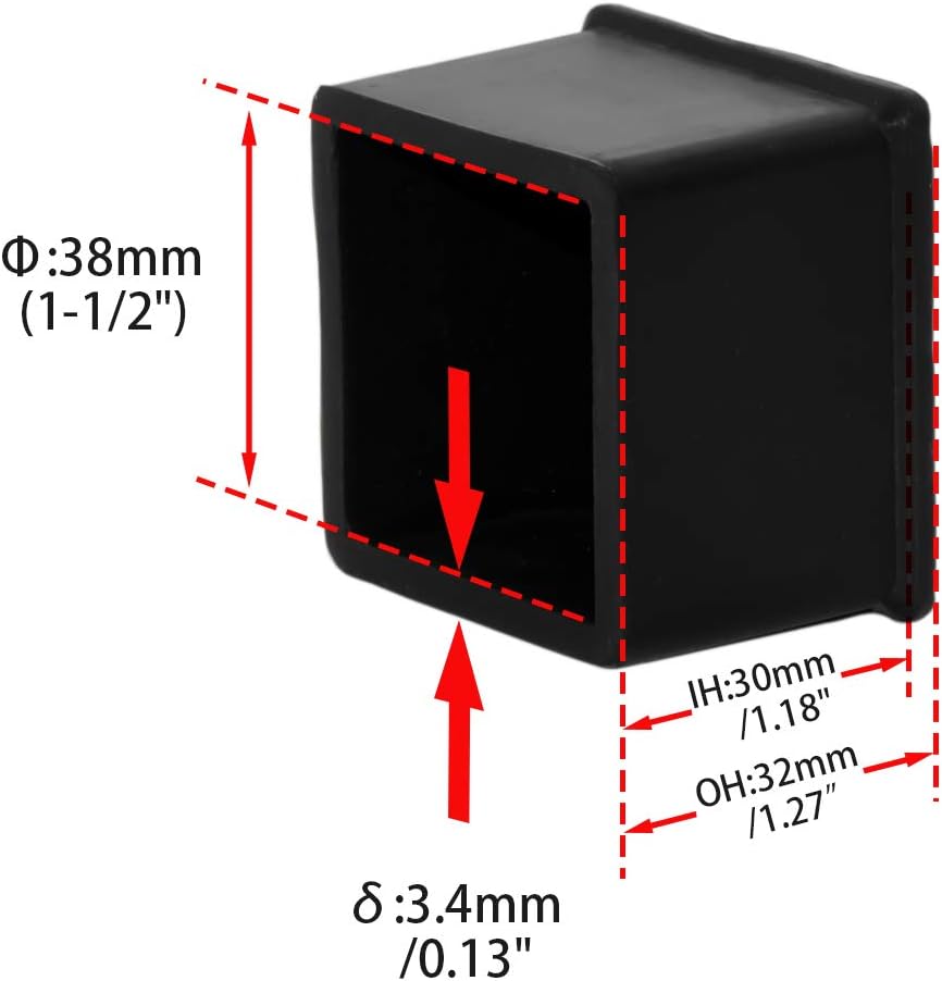 Flyshop Durable Non-Marking Silicone Chair Leg Caps Tips Floor Protectors Square Furniture Table