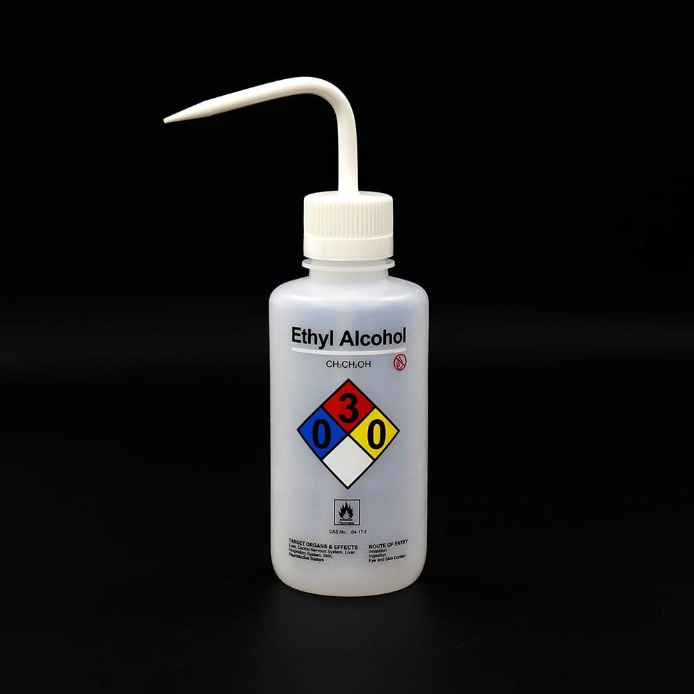 2pcs of Self-Venting Safety Wash Bottles, Vol.500ml 17oz, Ethyl Alcohol Wash Bottle, LDPE Material