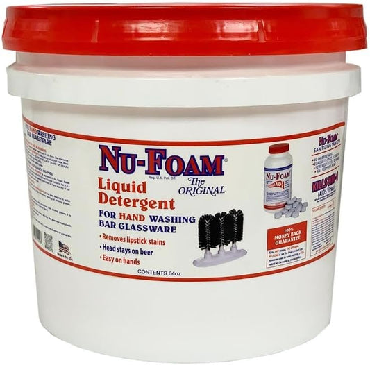 Nu-Foam Liquid Detergent for Bar Glassware – Original Streak-Free Solution - Hand Washing Bar