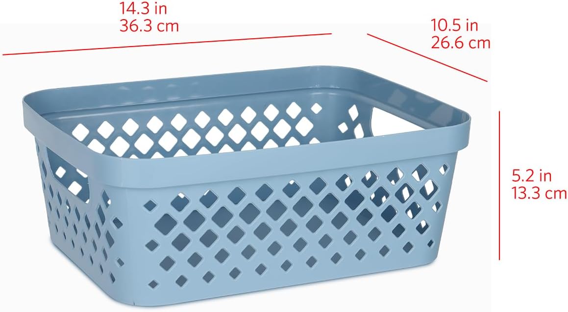 Glad Plastic Storage Basket Set, Value Pack of 6 | Open Storage Bins for Shelves, Bathroom, Pantry