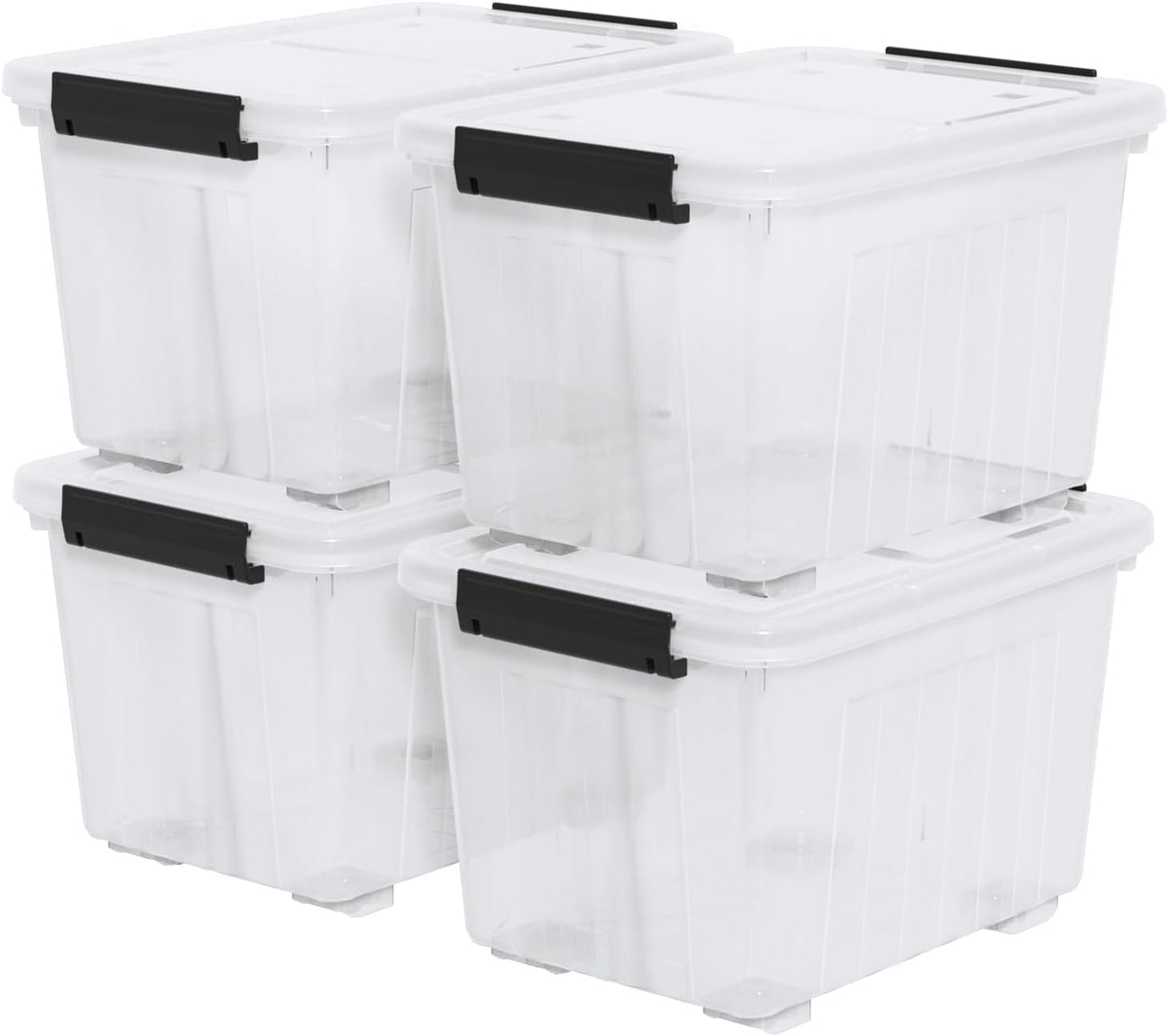 Zopnny 30 Quart Plastic Stacker Box, Large Storage Bin Container with Latching Lids and Wheels for