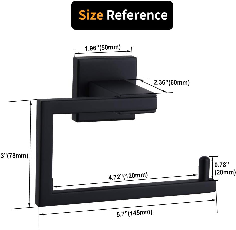 Matte Black Toilet Paper Holder SUS 304 Stainless Steel Wall Mounted Toilet Tissue Roll Holder for