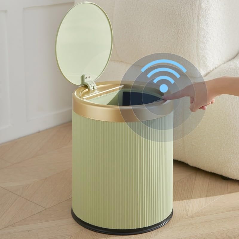 URALFA 3.7 Gallon Automatic Motion Sensor Bathroom Trash Can with Lid, 14 Liter Touchless Trash