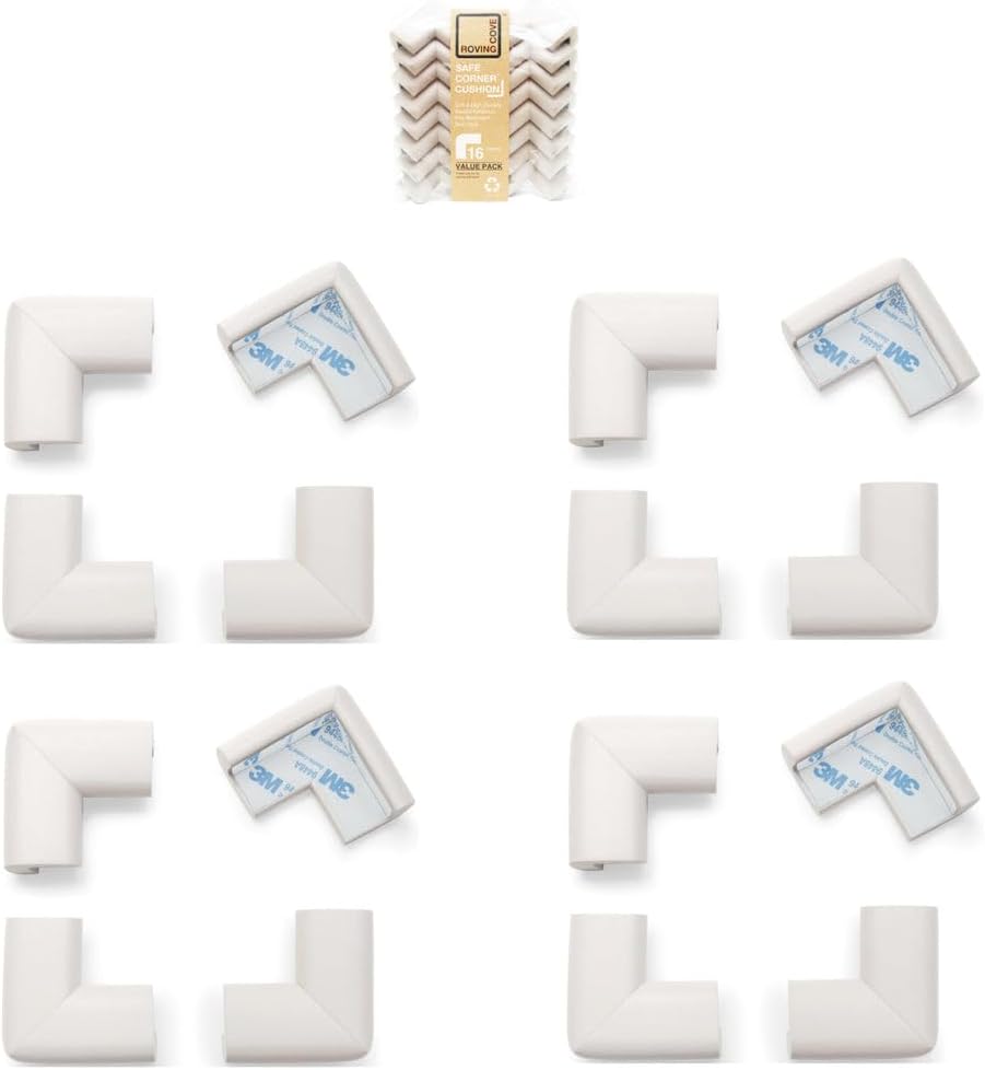 Roving Cove HeftyFit Corner Protector for Baby (16 Large Corners), Heavy-Duty Soft Rubber Foam