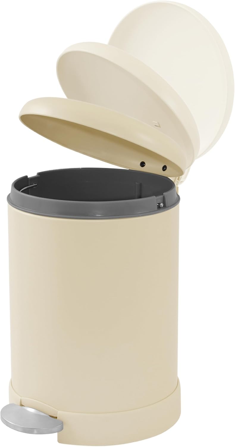 Glad Small Trash Can, 1.2 Gallon | Round Stainless Steel Garbage Bin with Soft Close Lid & Step