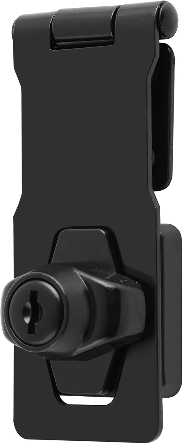Alise Keyed Hasp Lock,4 Inch Safety Packlock Clasp Hasps Latch,Black Door Hinge Lock with Keys