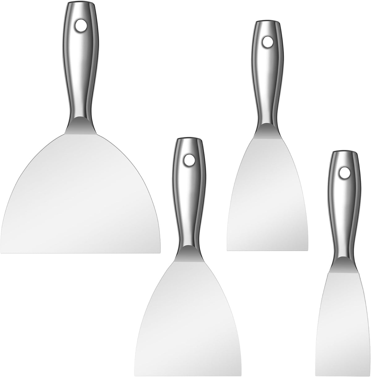 Putty Knife Set,4 PCS 2",3",4",6" One Piece Premium Polished All-Stainless Steel Scraper Tool for