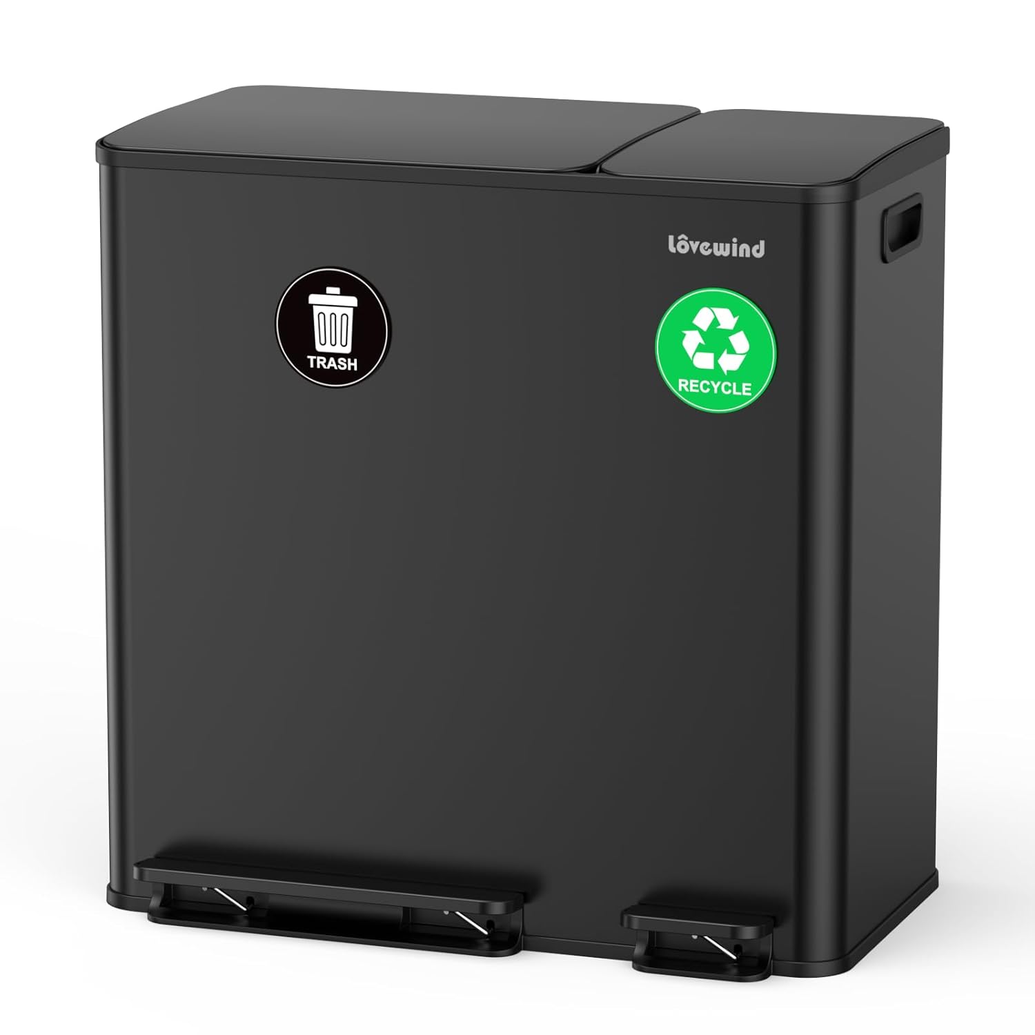 Dual Trash and Recycling Bins for Kitchen, 13.2 + 5.2 Gal (50+20L) Stainless Steel Trash and