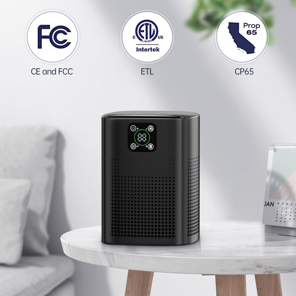 2 Pack Air Purifiers For Home Bedroom, Honeyuan H13 HEPA Air purifier with 360°Air Intake, Coverage