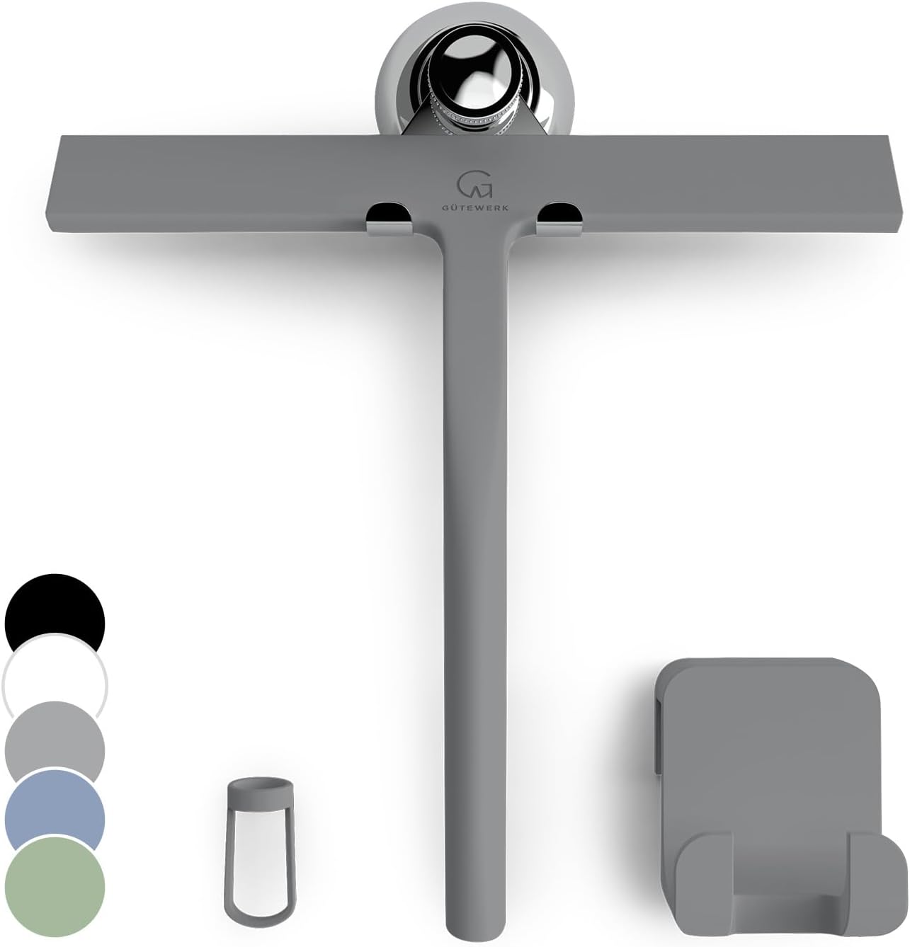 GÜTEWERK Shower Squeegee for Glass Doors, Silicone Window Squeegee, Bathroom and Glass Cleaning