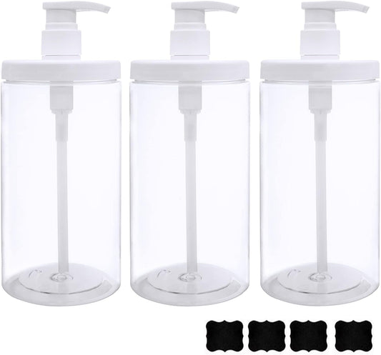 Cosywell Pump Bottle Dispenser Plastic Pump Bottles Refillable Bottles Wide Mouth Jar Style Empty