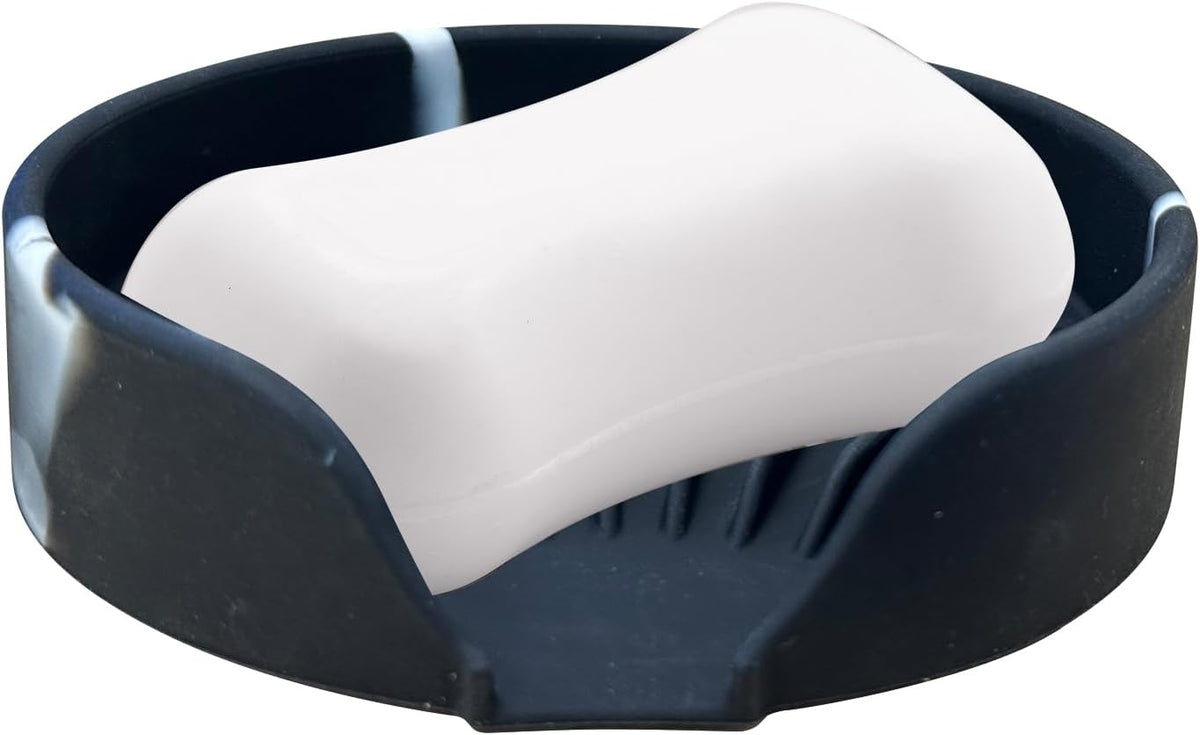 Self Draining Soap Dish, Silicone Suction Cup Soap Holder Tray Savers Container Sponge Holder for