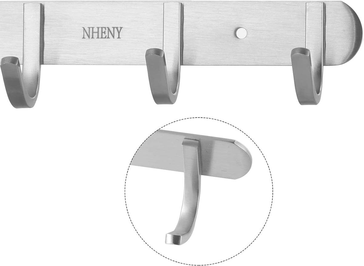 Coat Hook Wall Mount Towel Rack with 6 Hooks Hanger for Hanging Clothes, Bags, Keys, and Towels