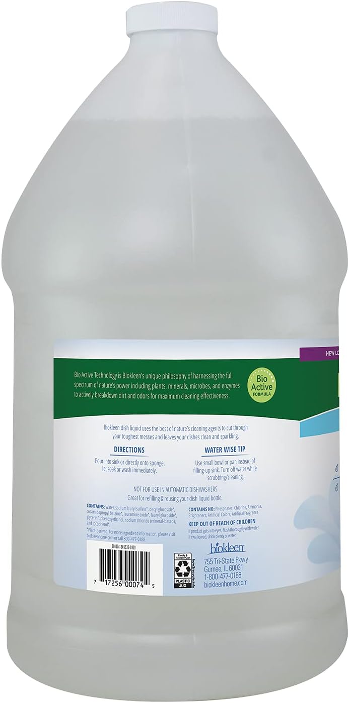 Biokleen Free & Clear Dish Soap - Dish Liquid, Dishwashing Cleaner, Eco-Friendly, Non-Toxic
