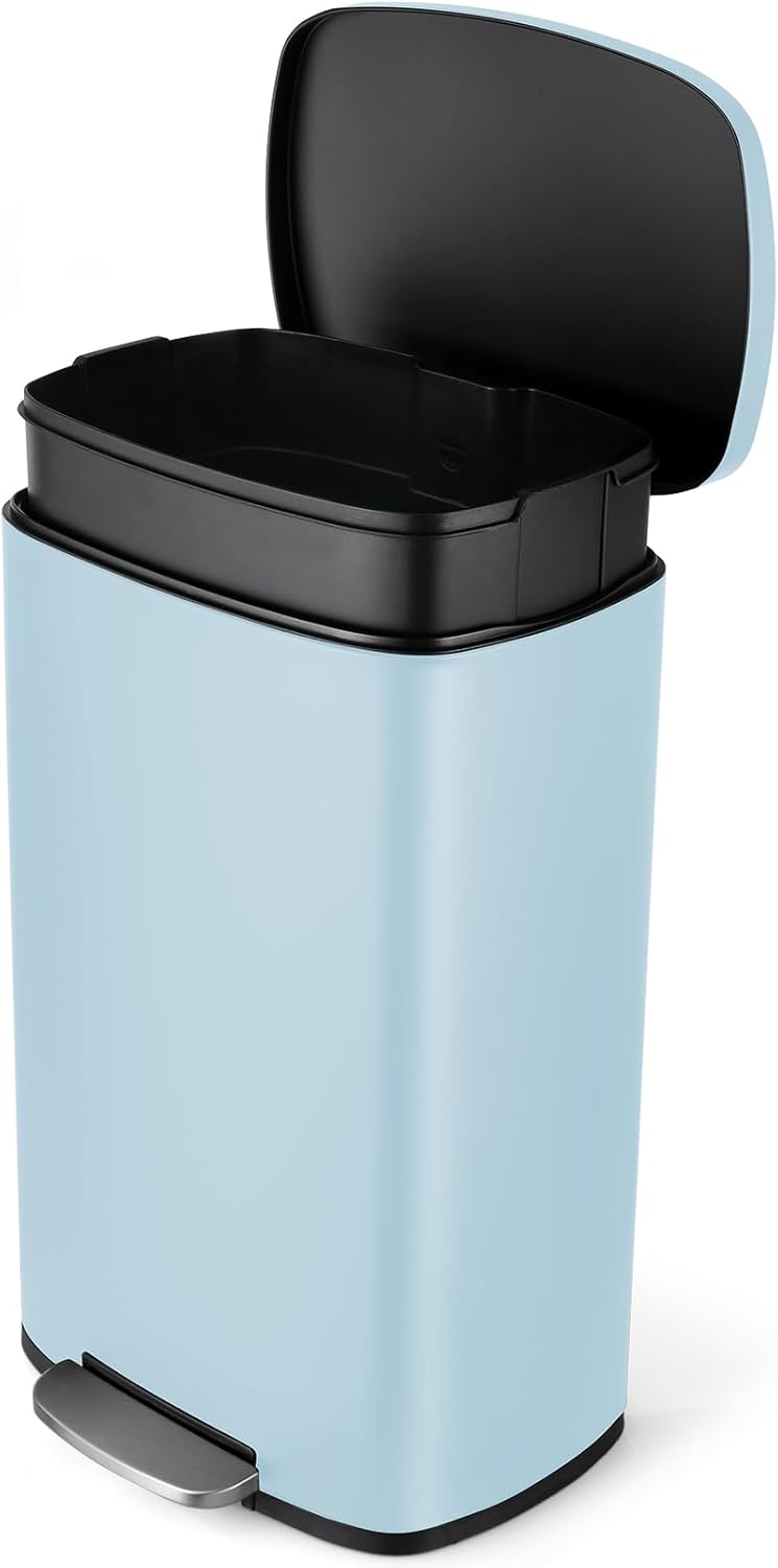 8 Gal Kitchen Trash Can, 30L Recycling or Garbage Bin, Brushed Stainless Steel Waste Basket