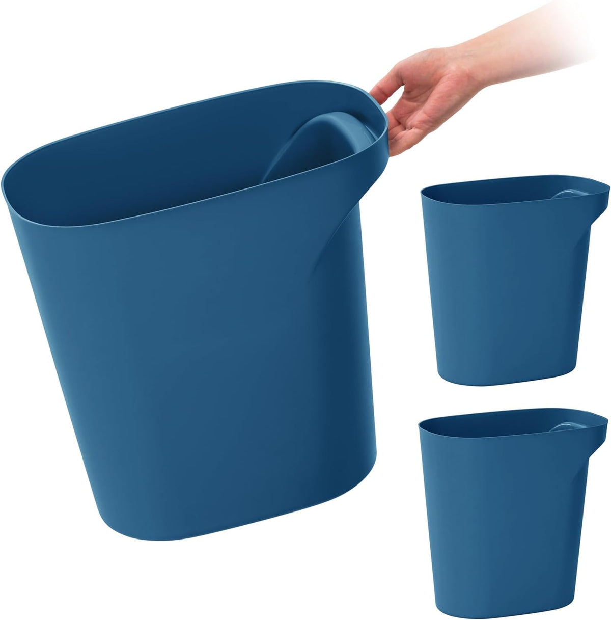 IRIS USA Small Trash Can Wastebasket with Handle, 6 Gallon / 24 Quart, 3-Pack, for Bathroom