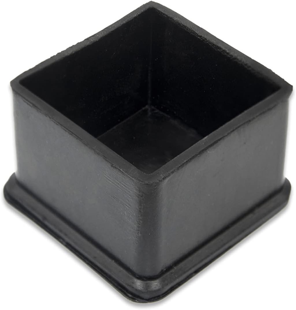 Flyshop Non-Slip Thick Rubber Leg Tips Floor Protectors Square Chair Leg Caps, 20pcs, Black, 40 mm