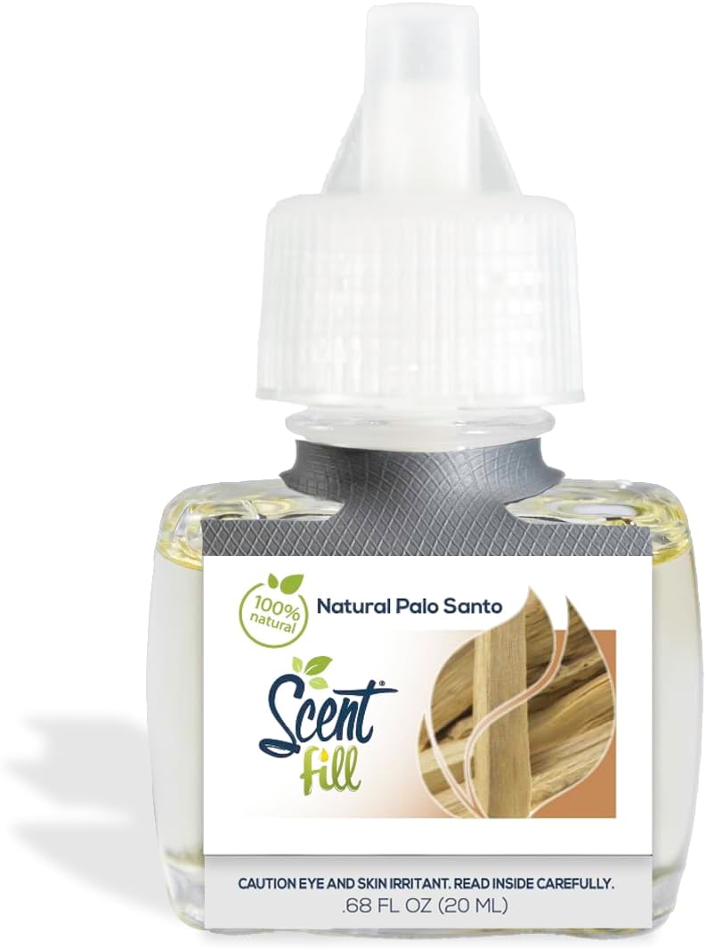 Scent Fill 100% Natural Palo Santo Plug in Air Freshener, Scented Oil Refills, 2 Refills + Diffuser