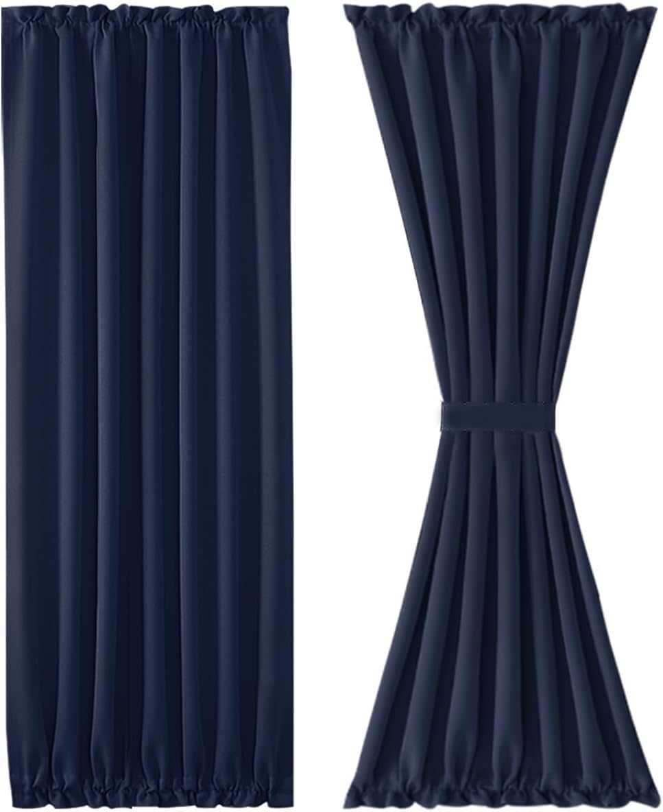 DWCN French Door Curtains – Rod Pocket Thermal Blackout Curtain for Doors with Glass Window