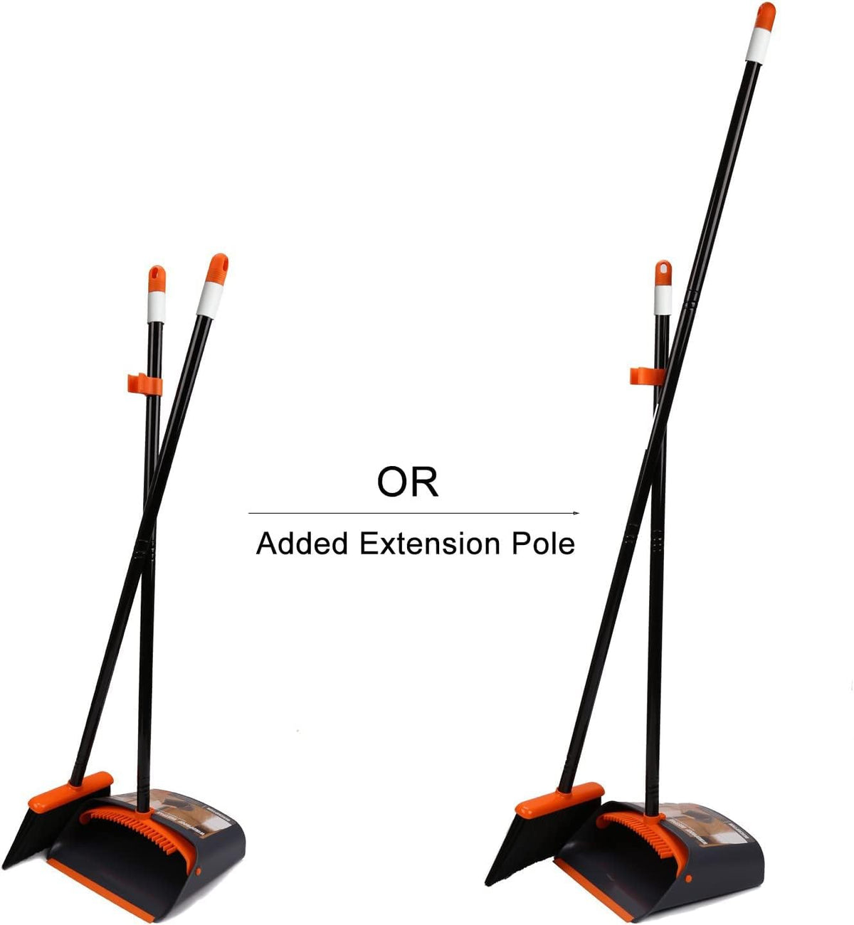 TreeLen Broom and Dustpan Set with 52" Long Handle for Home Kitchen Room Office Lobby Floor Use