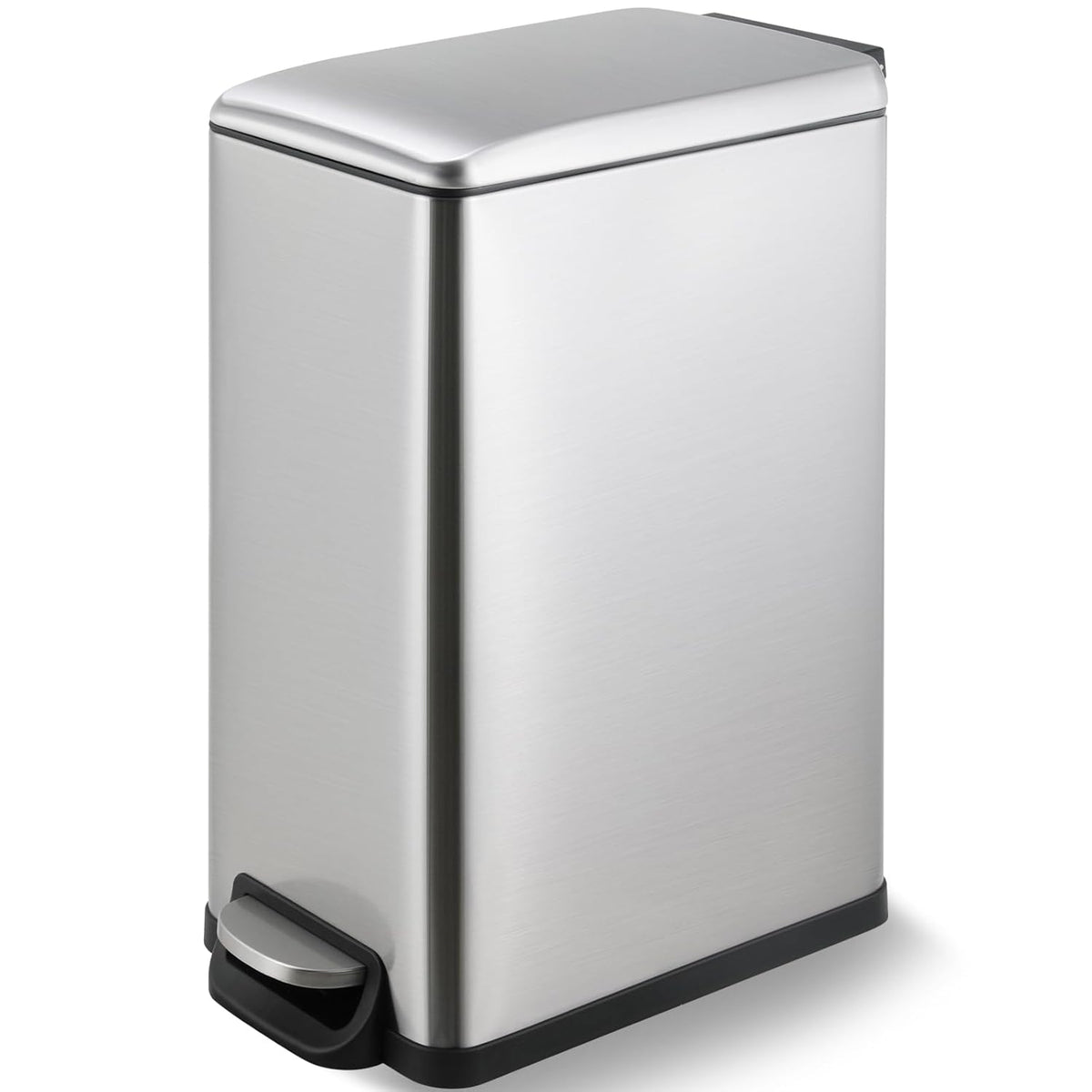 Arlopu 13.2 Gal Slim Kitchen Trash Can with Lid, 50L Stainless Steel Garbage Can, Large Kitchen