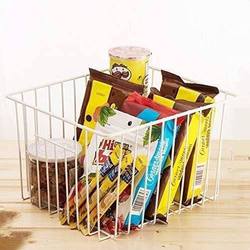 Slideep 11'' Farmhouse Freezer Food Storage Organizer Baskets Modern Refrigerator Metal Wire Basket