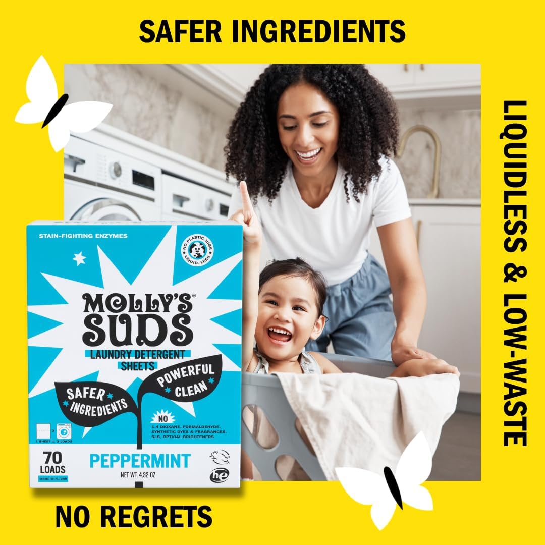 Molly’s Suds Laundry Detergent Sheets | Gentle on Sensitive Skin, Powerful Bio-Based Enzymes