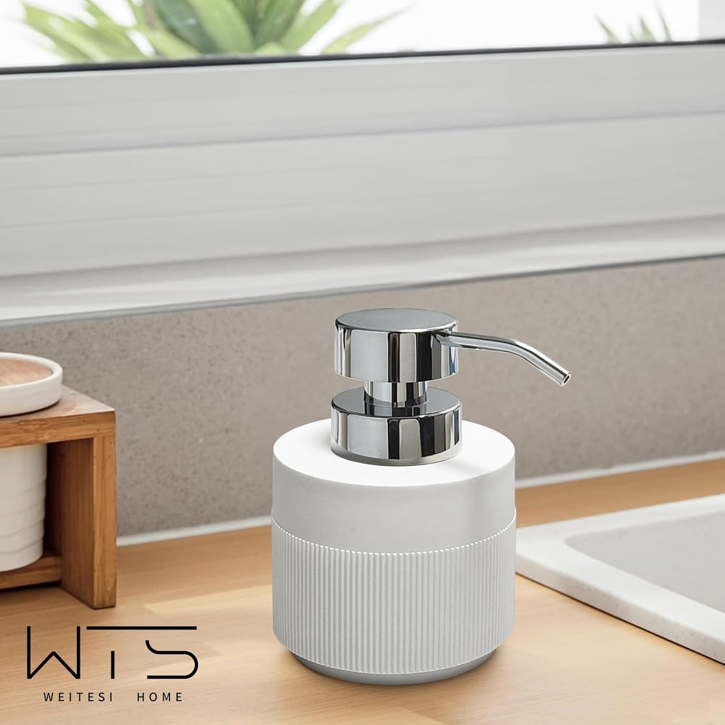 Resin Soap Dispenser for Bathroom, Hand Lotion Liquid Dispenser Easy-to-Press with Reusable Plastic
