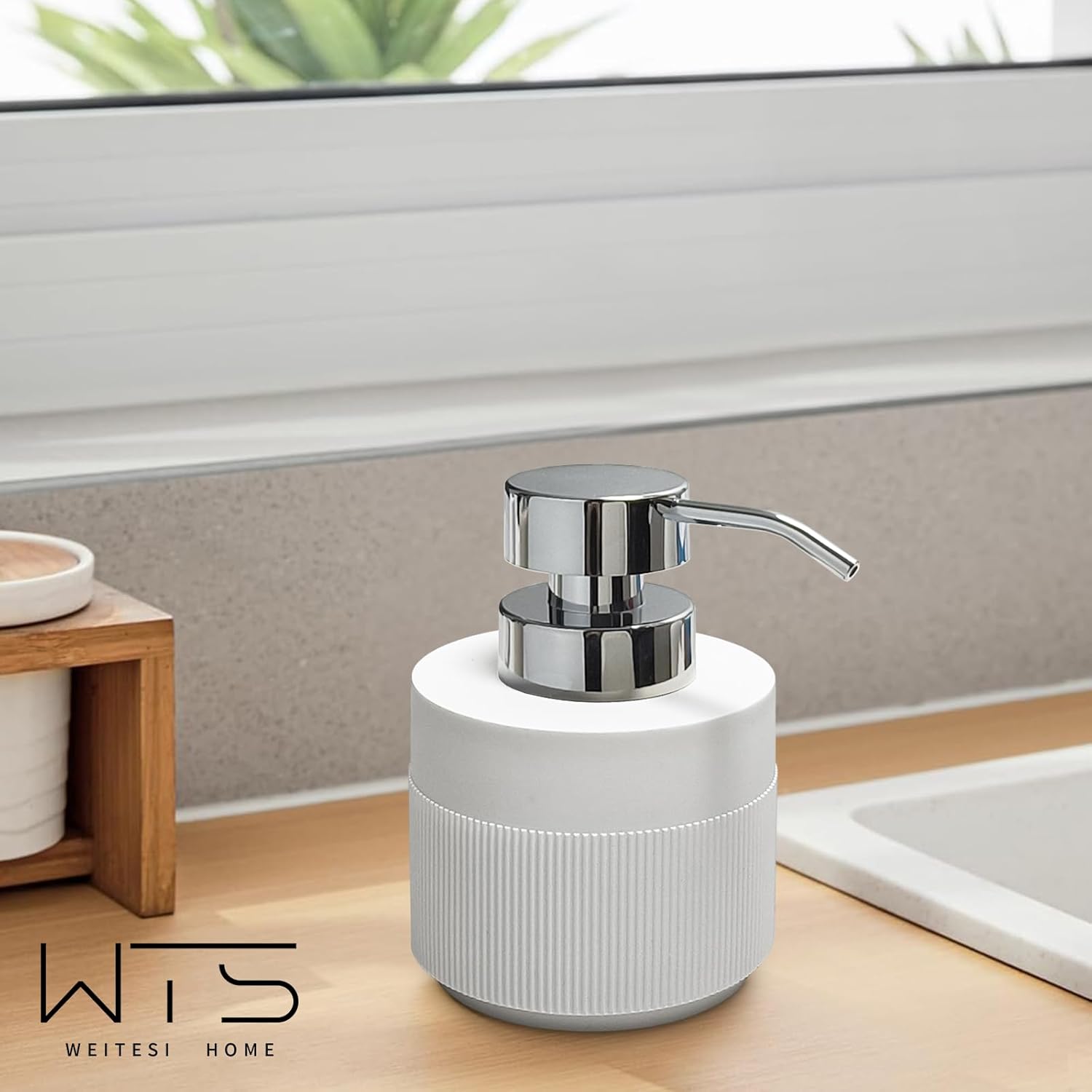 Resin Soap Dispenser for Bathroom, Hand Lotion Liquid Dispenser Easy-to-Press with Reusable Plastic