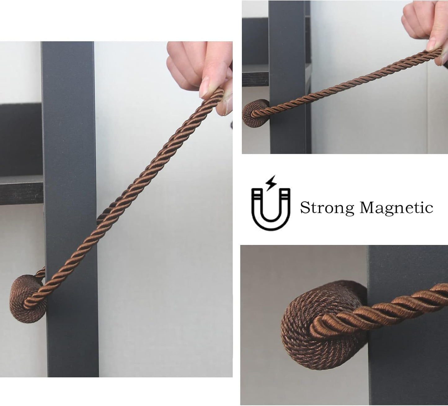 Magnetic Curtain Tiebacks 6 Pack Coffee Curtain Rope Tieback Curtain Holders for Drapes Modern Tie