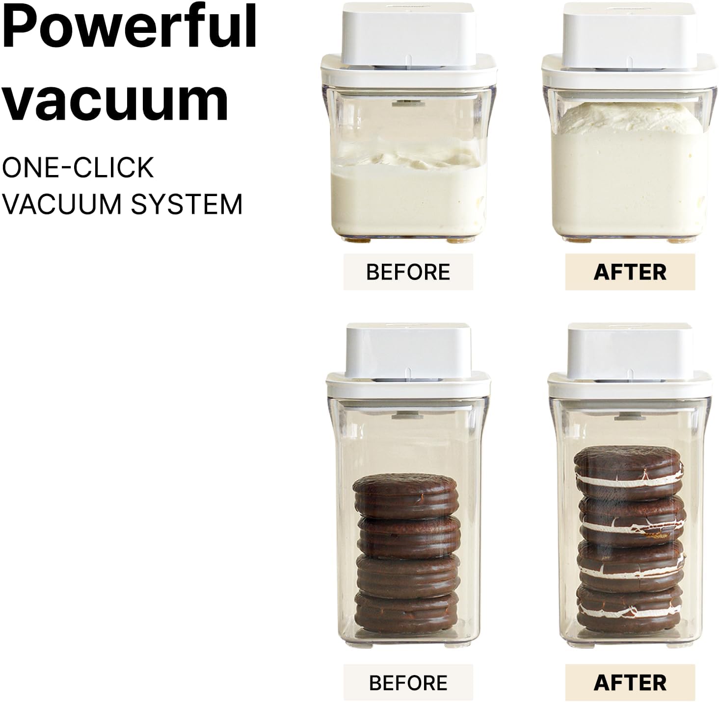 VAKUEN Premium Airtight Food Storage Containers & Vacuum Sealer Machine Starter Set, 4-piece