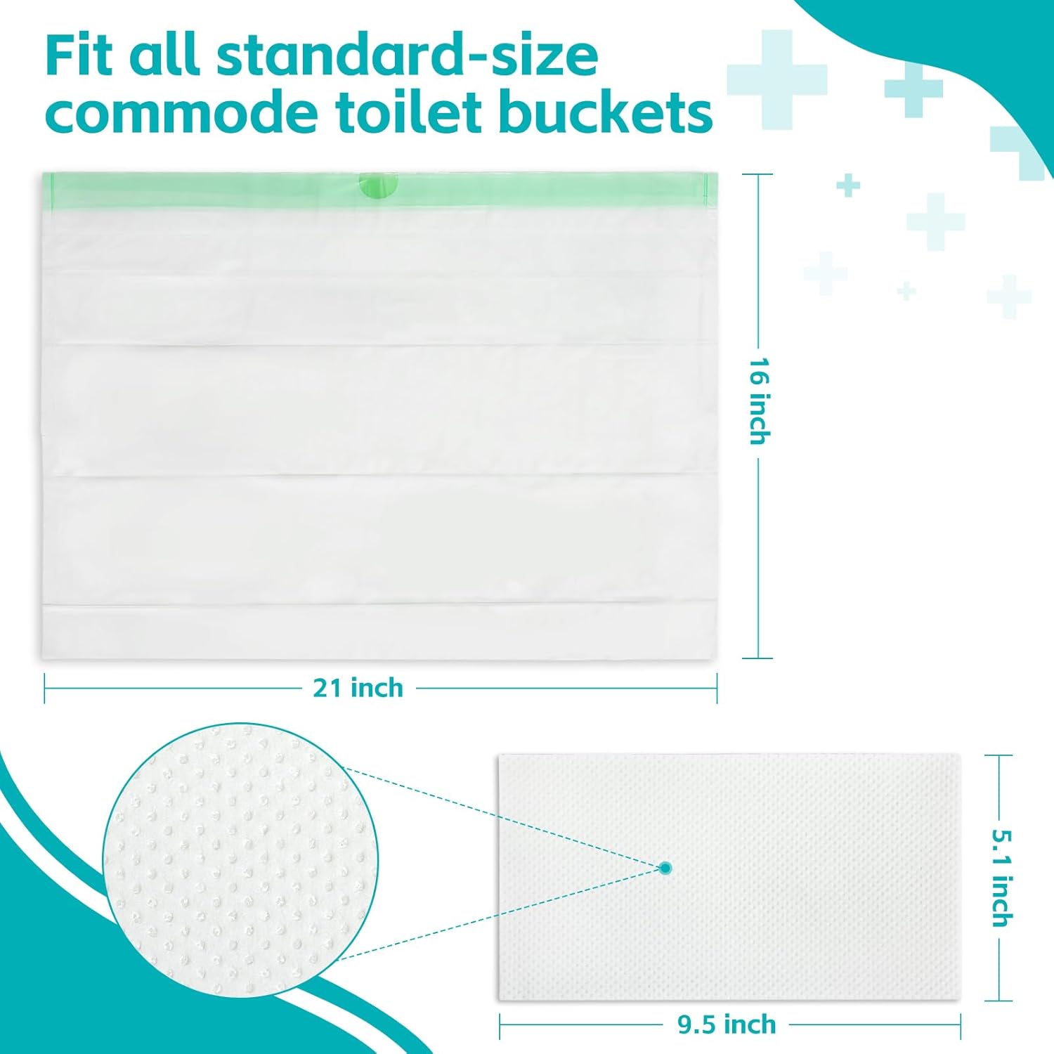 120 Pack Commode Liners with Super Absorbent Pads, Disposable Leakproof Bedside Commode Bags