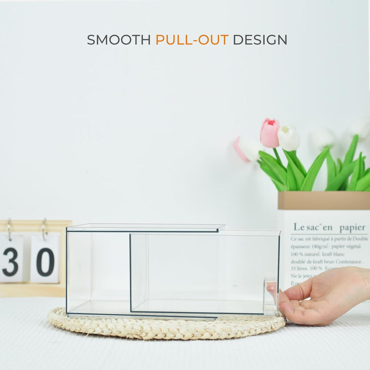 4 Pack Laundry Room Organization Storage Drawers with Labels, Clear Stackable Dryer Sheet Holder