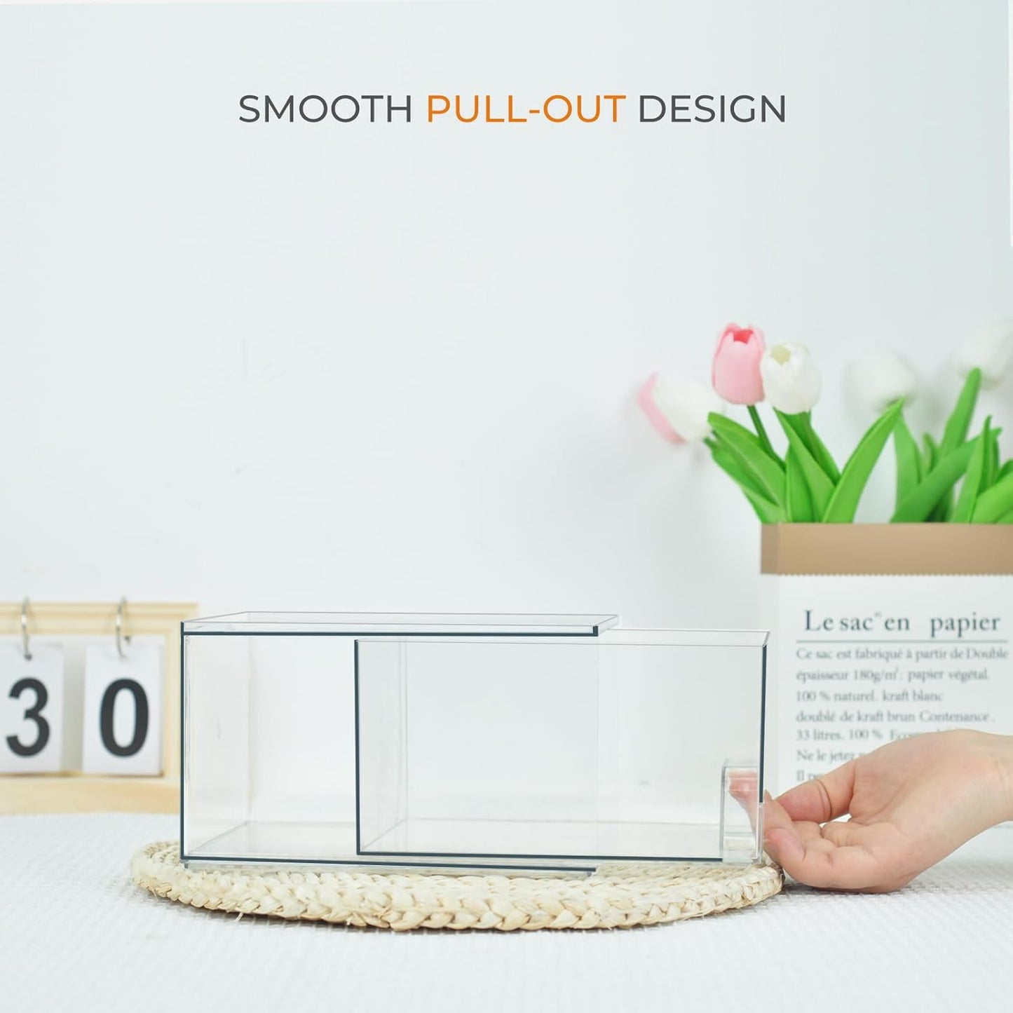 2 Pack Laundry Room Organization Storage Drawers with Labels, Clear Stackable Dryer Sheet Holder