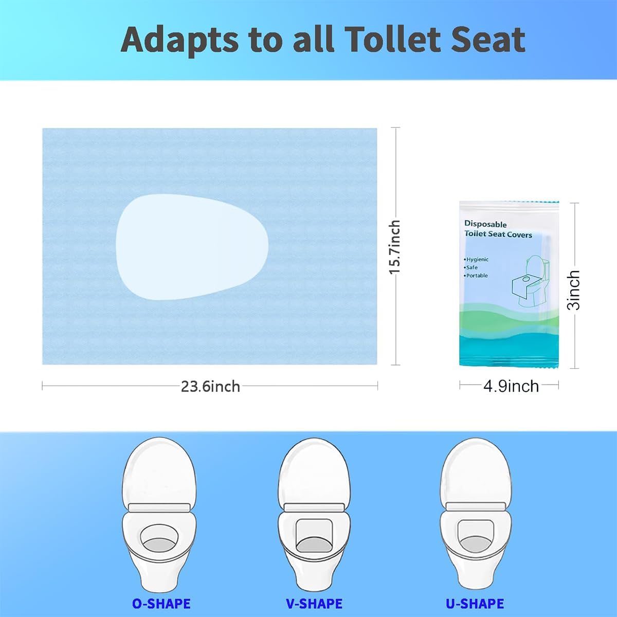 500-Pack XL Disposable Toilet Seat Covers, 16 × 24 inches Waterproof Individually Wrapped, Travel
