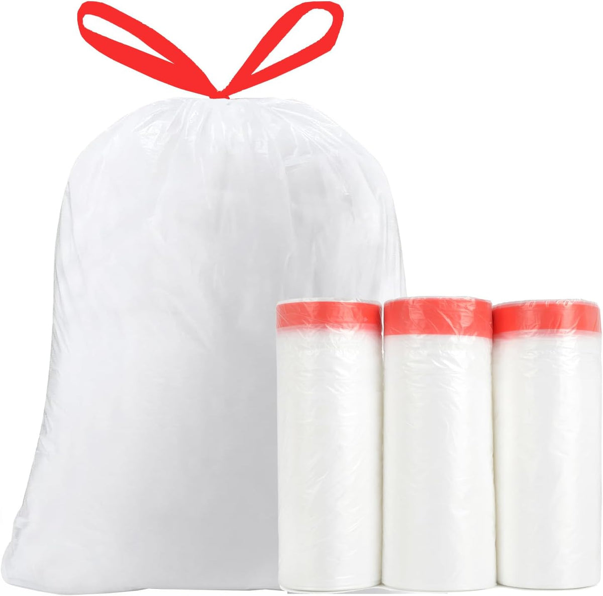 Trash Bags 17-18 Gallon Drawstring Garbage 26x33 inches Heavy Duty Plastic Garbage Bags for