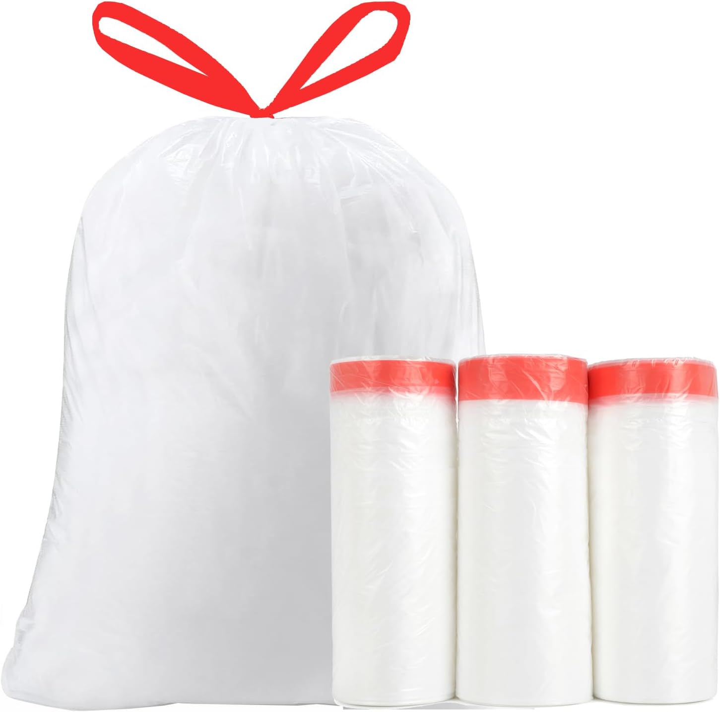 Trash Bags 17-18 Gallon Drawstring Garbage 26x33 inches Heavy Duty Plastic Garbage Bags for