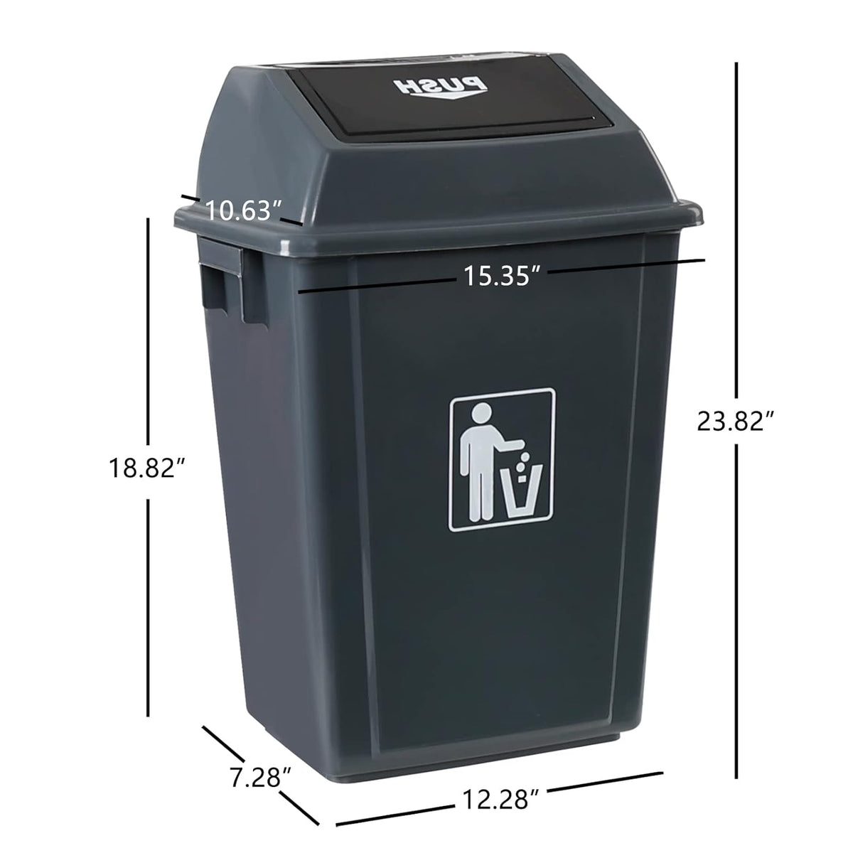 Morcte 4-Pack 13 Gallon Kitchen Trash Can with Swing Lid, Plastic Kitchen Garbage Can, Gray