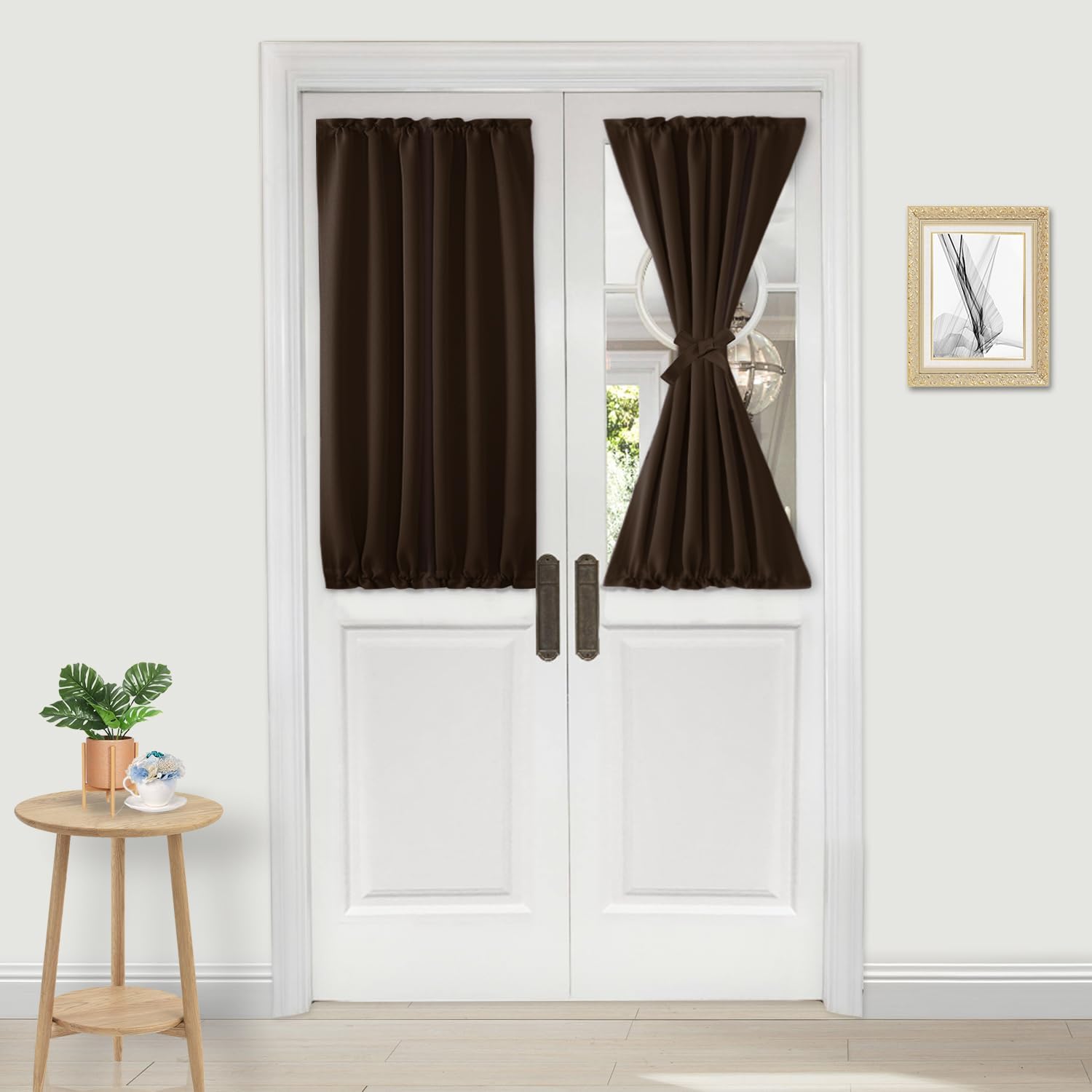 DWCN French Door Curtains – Rod Pocket Thermal Blackout Curtain for Doors with Glass Window