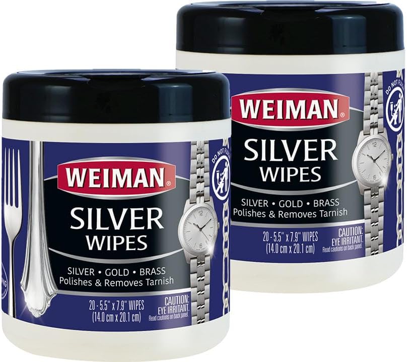 Weiman Jewelry Polish Cleaner, Tarnish Remover Wipes - 40 Count - Use on Silver Jewelry Antique