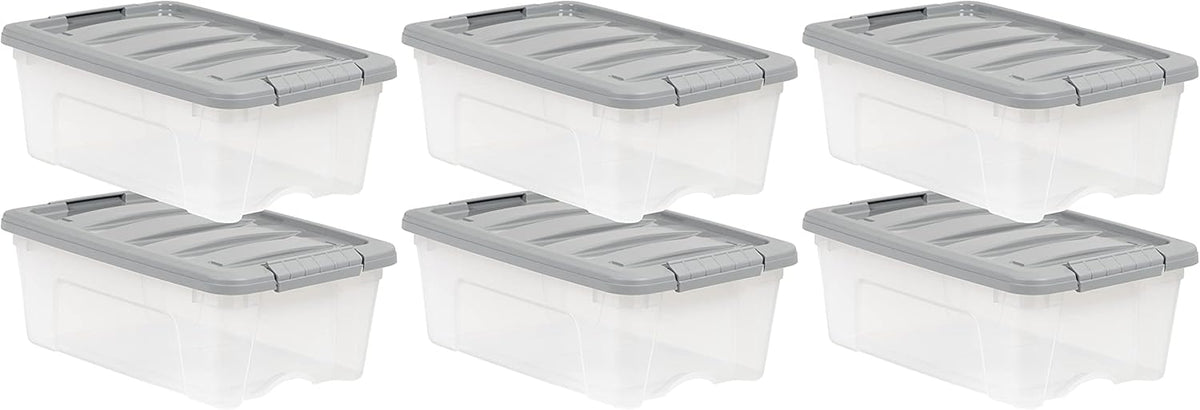 Amazon Basics Plastic Storage Containers with Secure Latching Lids, Stackable Organization Bins