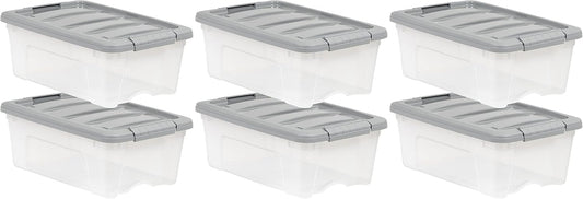 Amazon Basics Plastic Storage Containers with Secure Latching Lids, Stackable Organization Bins