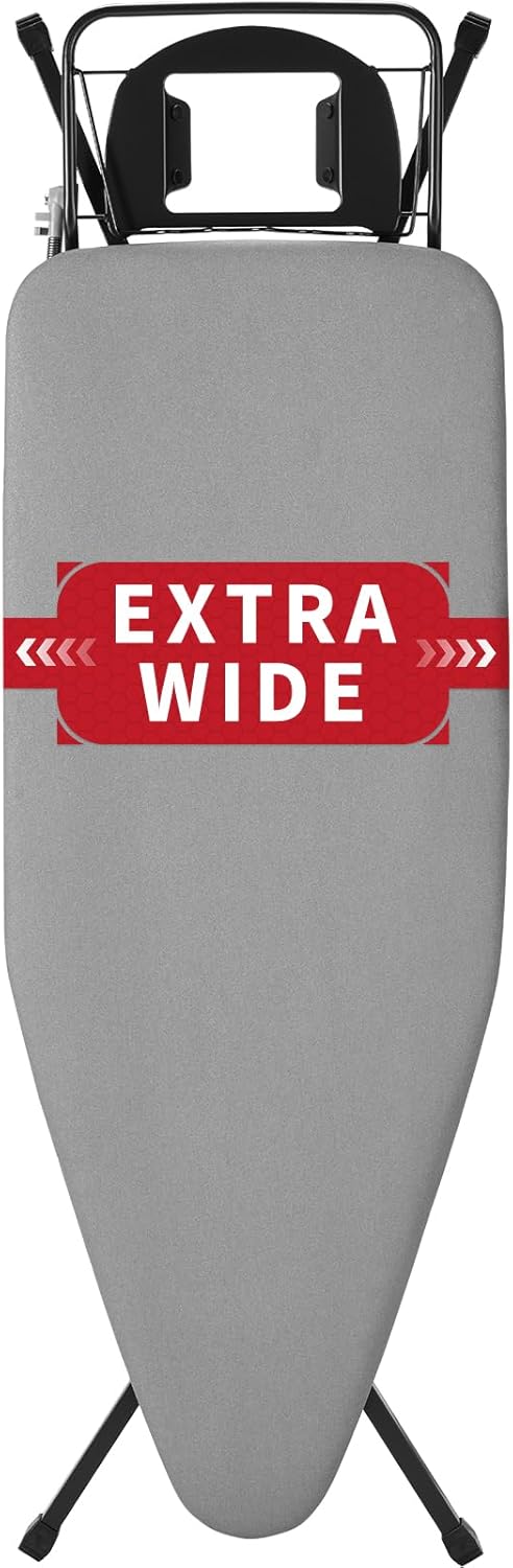 Extra Wide Full Size Ironing Board 57" L X18 W, Multifunctional Sturdy Ironing Board with Iron